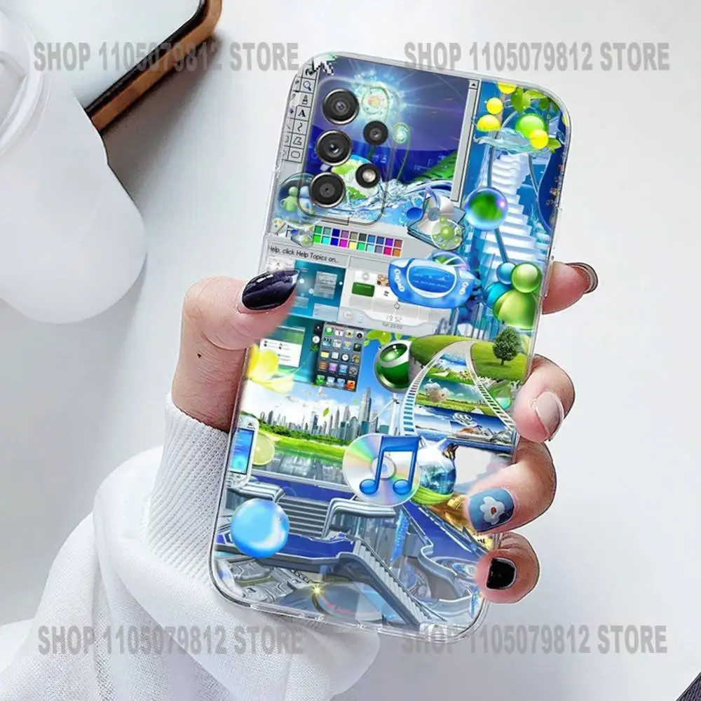 Funda de teléfono Frutiger Aero de silicona para Samsung S30,23,21,22,20 FE lite,S10,9,PIus Note20ultra suave transparente