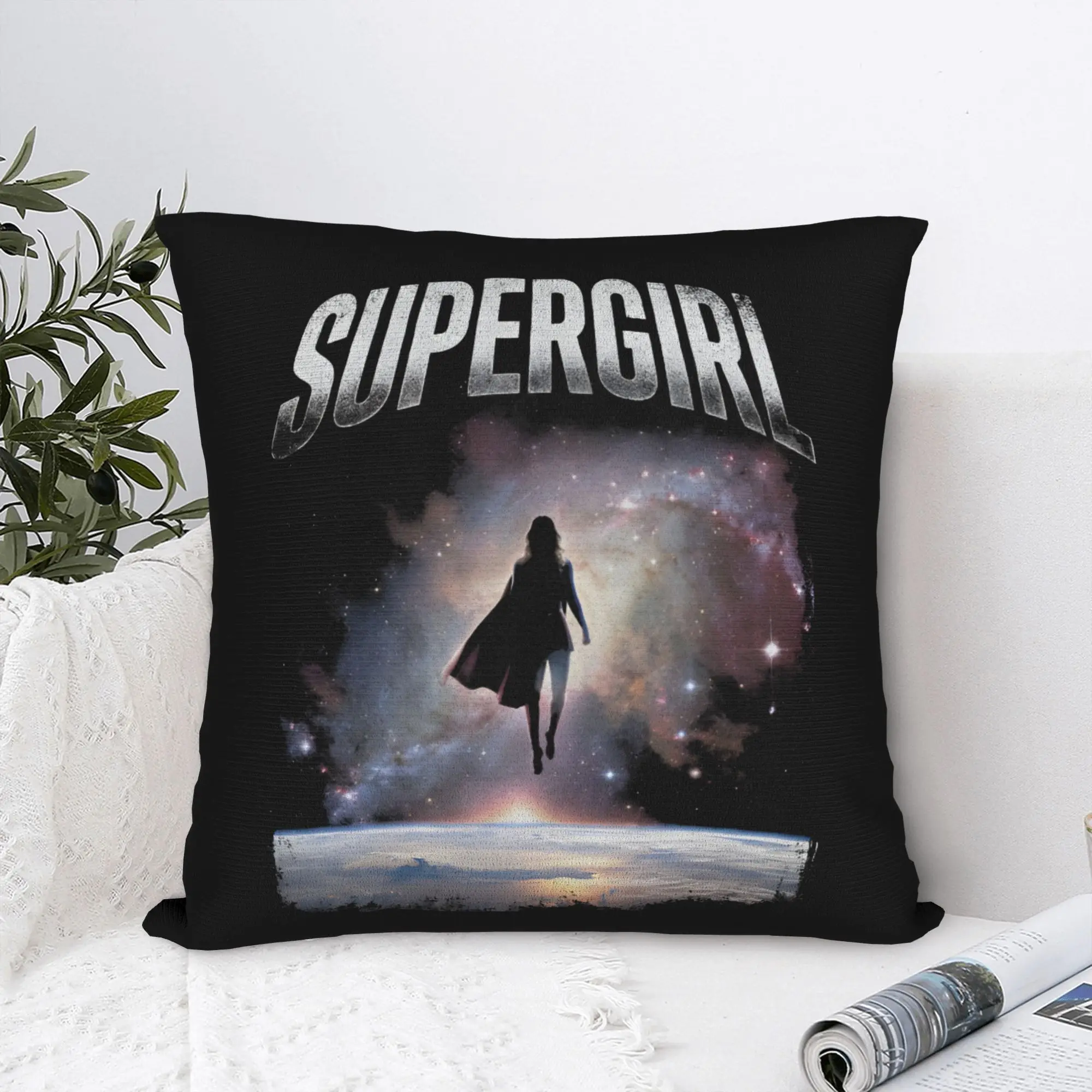 Super-girls  Square Pillow Cases Cushion Cover Customized Zipper Decor Pillowcase for Sofa 18"x18"