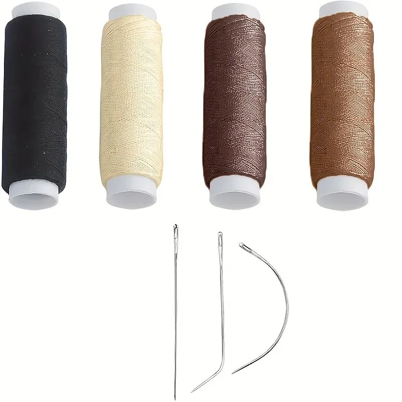 

Набор из 4 нейлоновых ниток для наращивания волос + игла J+I+C, 4 цвета, для аксессуаров для наращивания волос, для заколок, инструмент для париков