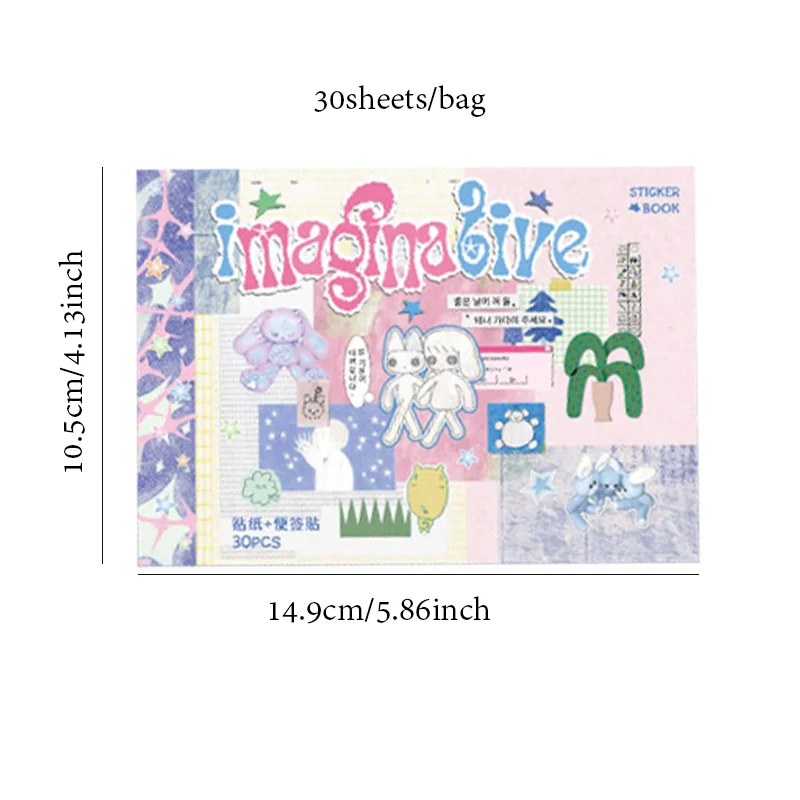 30 قطعة/كتاب دوبلكس M5 كتاب ملصقات على الطراز الكوري اللطيف DIY مادة كتيب إبداعية ألبوم بطاقة التقويم #6