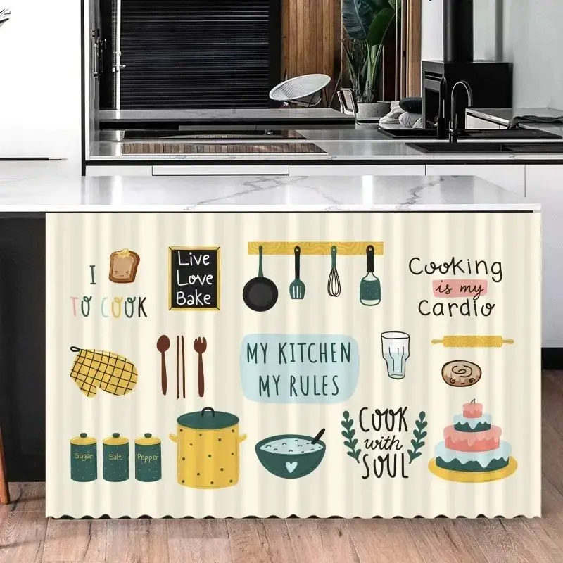 VIKAMA Self-Adhesive Dustproof Cabinet Curtain INS Style for Kitchen Cupboard Wardrobe Bookcase Cover