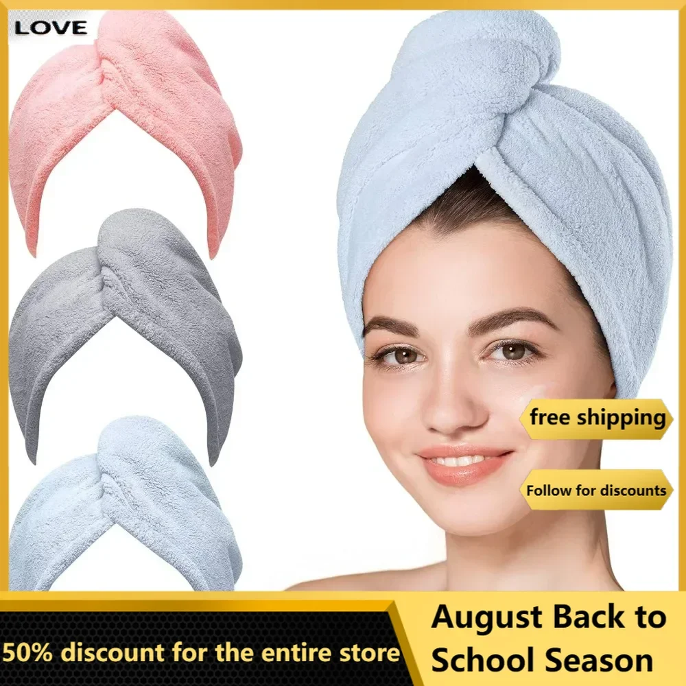 

Dry hair cap super absorbent quick-drying thickened hair washing hair tie bath cap wiping head towel 70*25 cm 3 colors Mixed