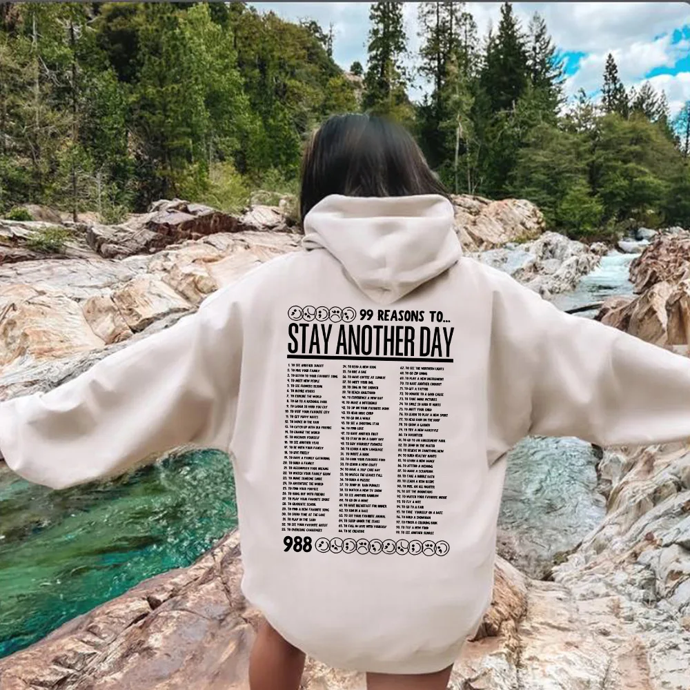 99 REASONS STAY TO... ANOTHER GAY Plus-size Women's Double-sided Letter Print Hoodie Long Sleeve Jacket