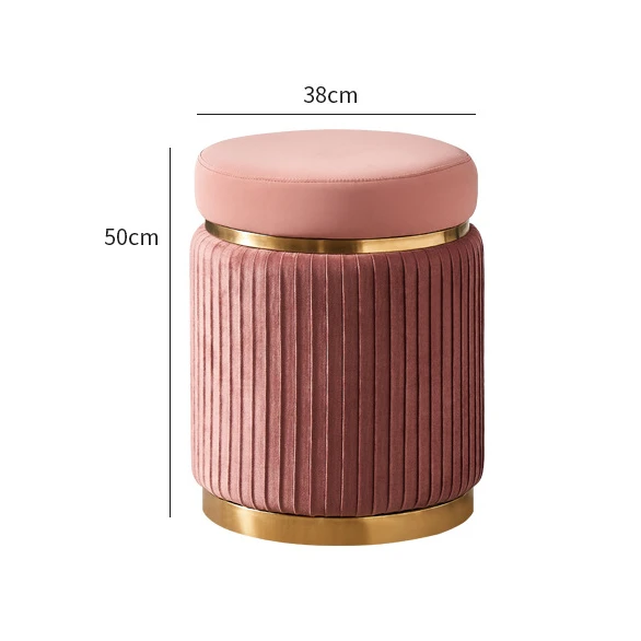 Round Small Stools Light Luxury Dressing Stool Bedroom Makeup Stool Small Spartment Leather Shoe Changing Stool Ottoman Pouf