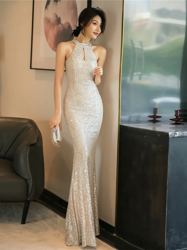 

Новое вечернее платье Ele для женщин, с пайетками, для вечеринок, нарядное, с эффектом хвоста русалки, для ведущей, на день рождения