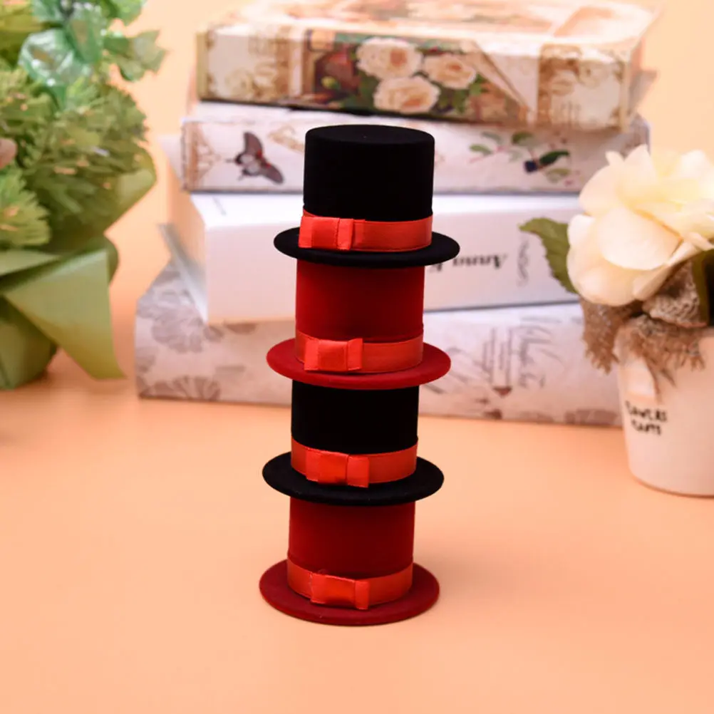 

Коробка для колец в форме красной шляпы, прочный футляр для хранения ювелирных изделий, для Рождества, свадьбы, помолвки, вечеринки, украшение в виде шляпы, футляр для колец