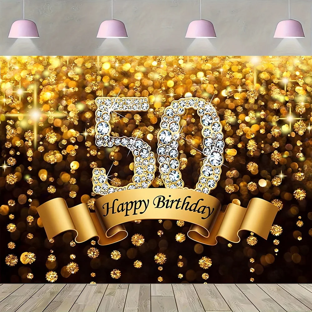 Goldglitzer 50. Fotohintergrun – Party Banner Gold Bewertung und Preis