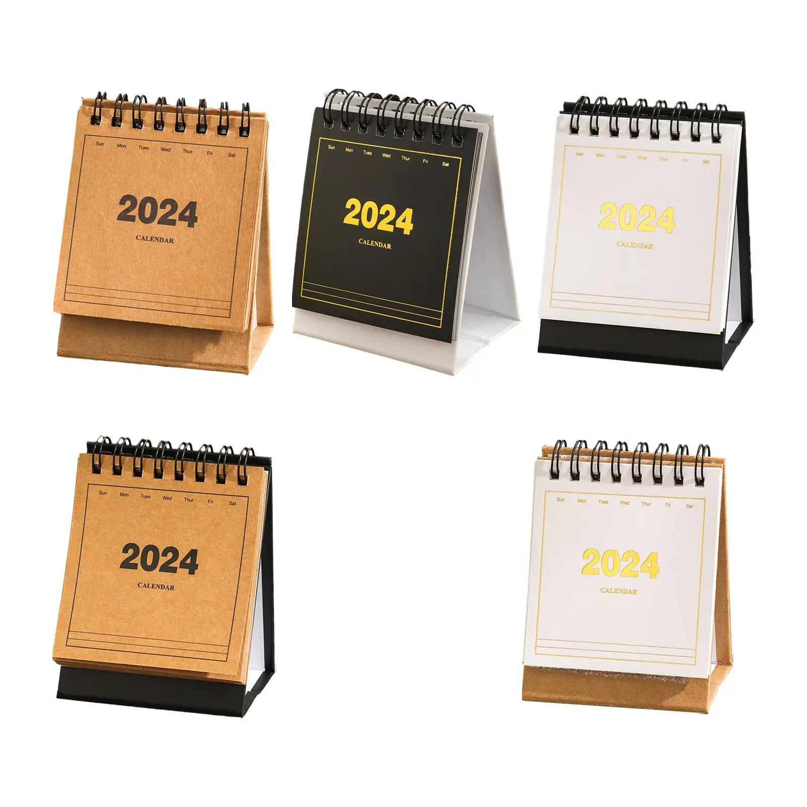 2024 Calendar Mini Desk Calendar,Portable,Ornaments,Standing Flip Desktop Calendar,Twin Wire Binding Calendar for Home Office