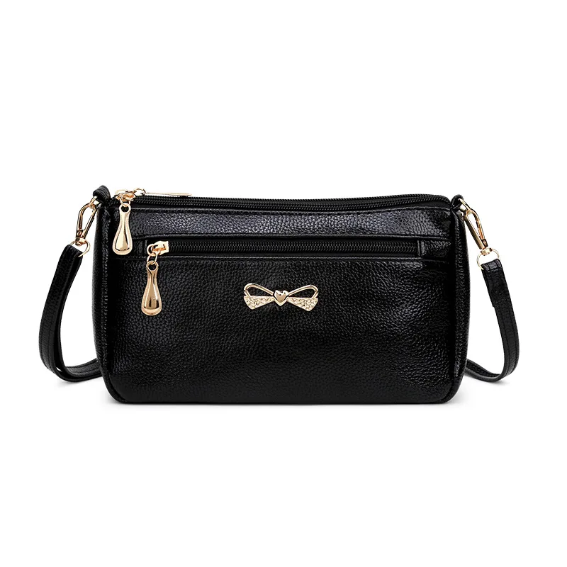 Black Bow Decor Purse, Multi Zipper Crossbody Bag, Fashion Shoulder Sling Bag for Lady Daily Use ,Work and Travel