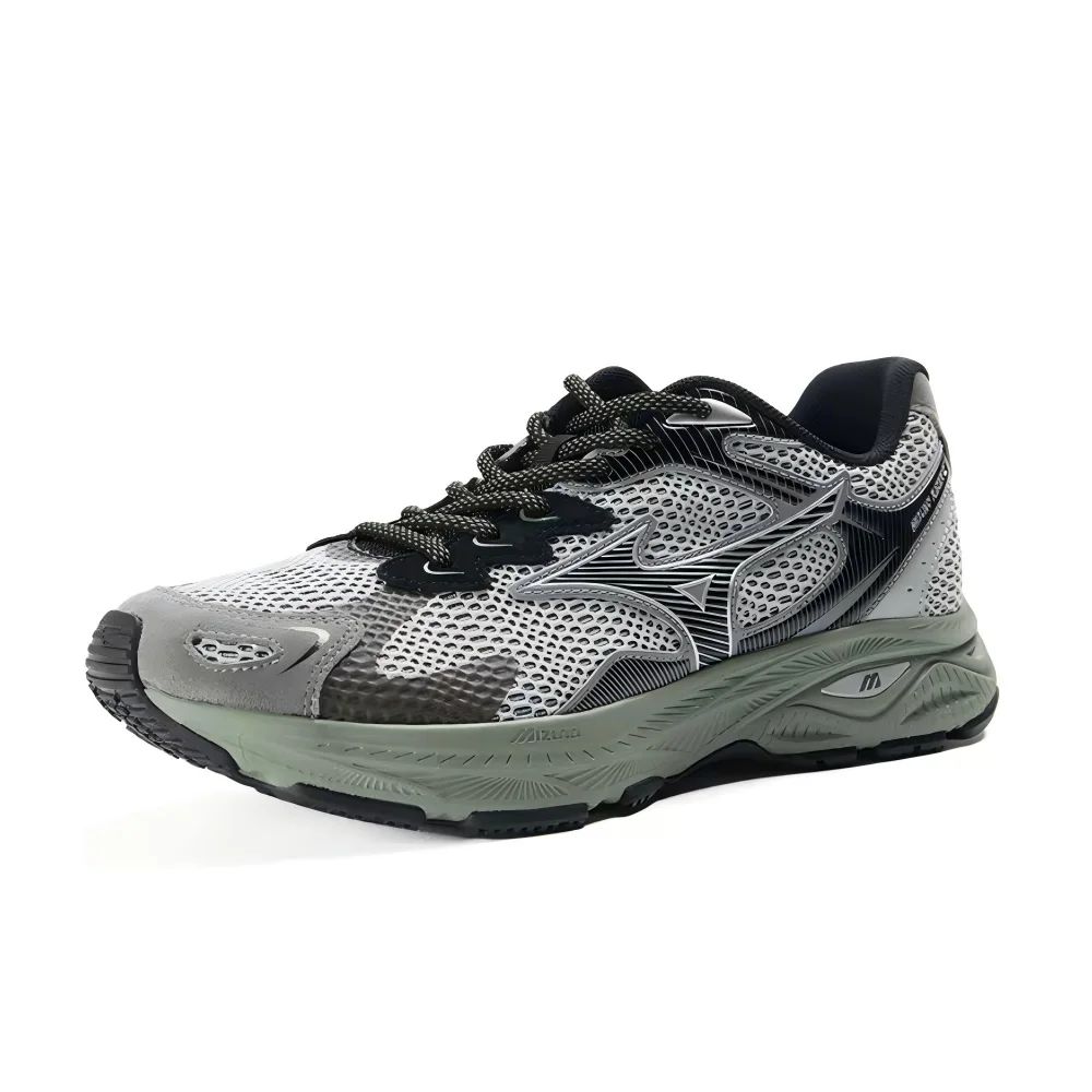 Mizuno Racer S Unisex Low-Top Running Shoes – Gray/Green, for Training, Long-Distance, Sprinting & Urban Commute D1GH223513