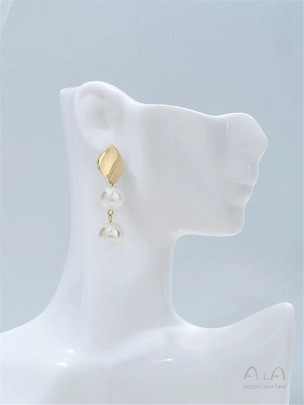 14K Gold-wrapped Glossy Leaf-shaped Curved Surface with Hanging Rings, Earrings 925 Silver Needle DIY Earrings Jewelry Material