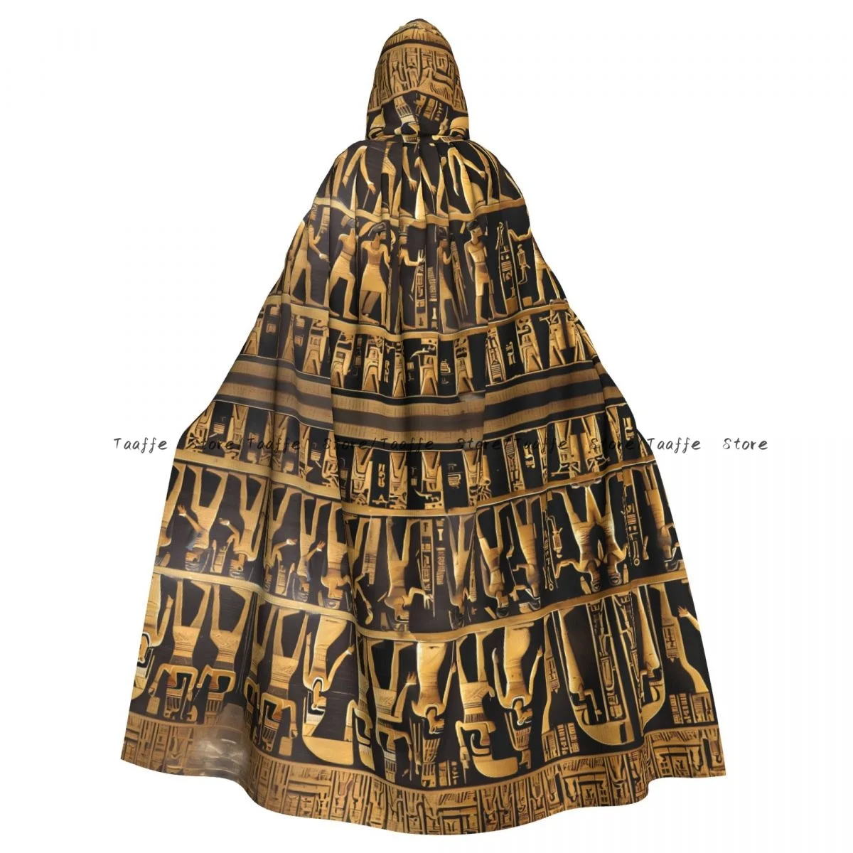 Adult Ancient Egypt Hieroglyphics Cloak Cape Hooded Medieval Costume Witch Wicca Vampire Halloween Costume Dress Coat