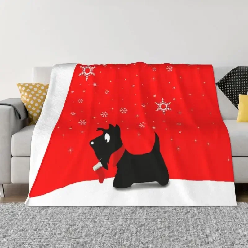 Vintage Scottie Dog Blankets Soft Warm Flannel Scottish Terrier Pet Throw Blanket for Bed Sofa Couch Bedspreads Quilt Blankets