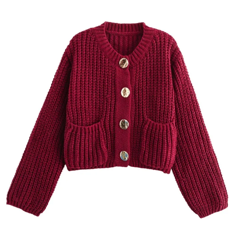 

2025 женский весенне-осенний новый вязаный свитер с круглым вырезом и длинными рукавами, кардиган, верхняя одежда, повседневная повседневная одежда, уличная одежда