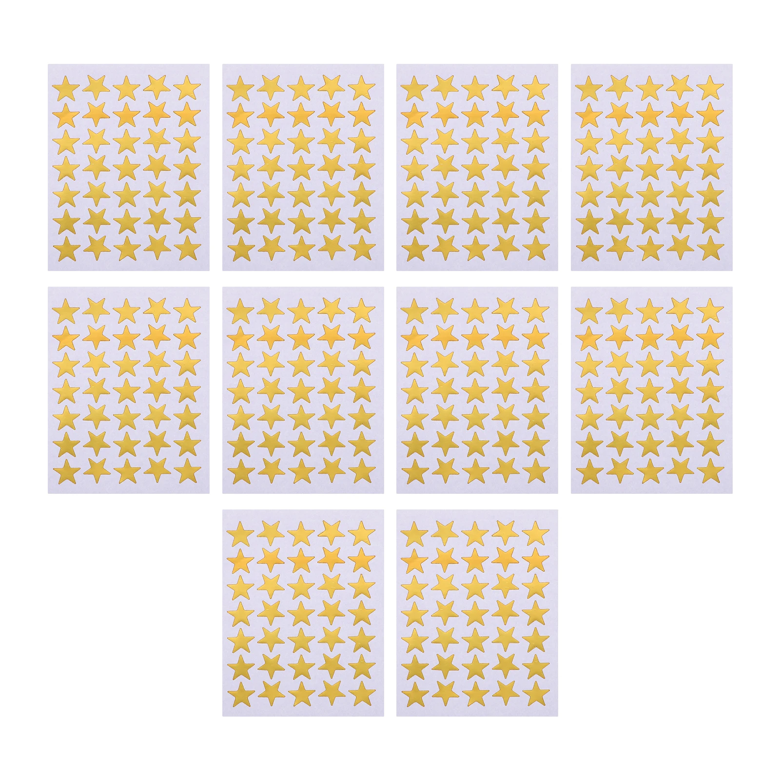 

10 Sheets Gold Star Sticker for Five-Pointed Golden Star Reward Stickers for Office Golden Stickers