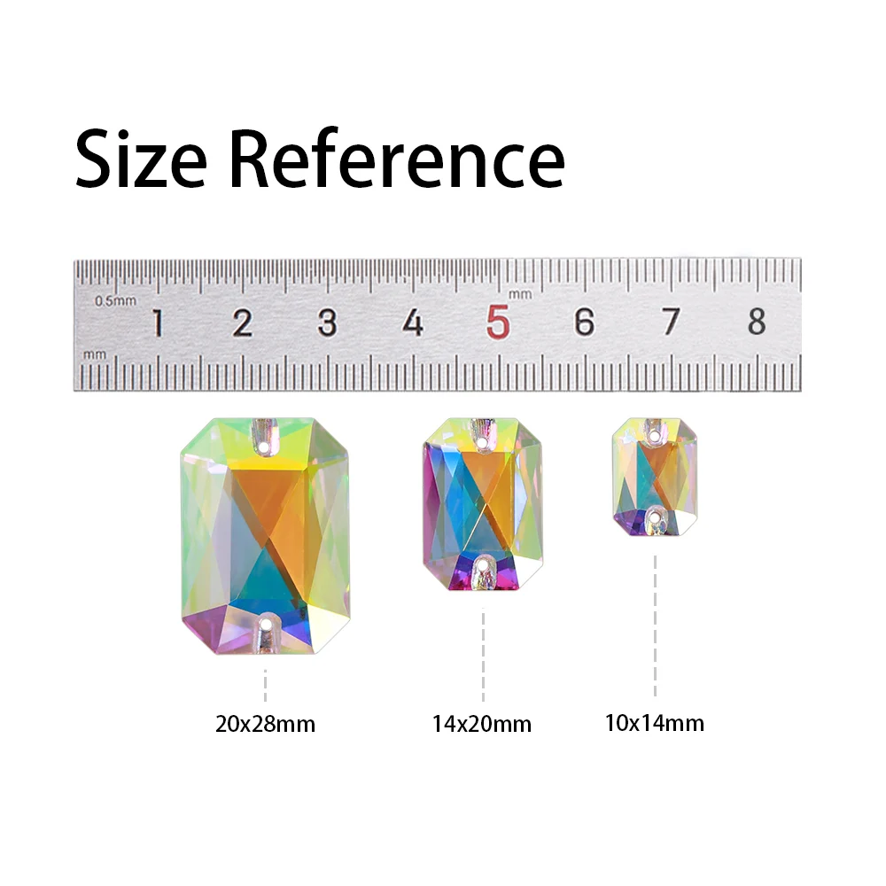 QIIY Rectangle Octagon High Quality AAAAA Flatback Glass Sew On Rhinestones Glitter Crystal AB Diamond for Clothes Decoration