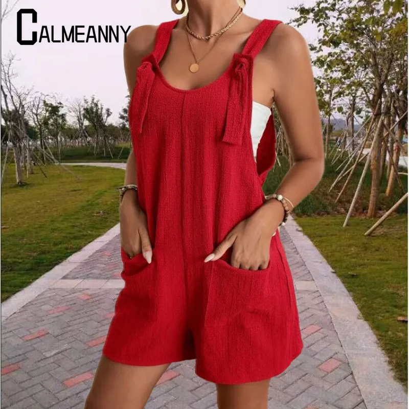 2025 printemps été à la mode décontracté femmes barboteuse Shorts costume décontracté ample polyvalent sangle conception transfrontalière vêtements