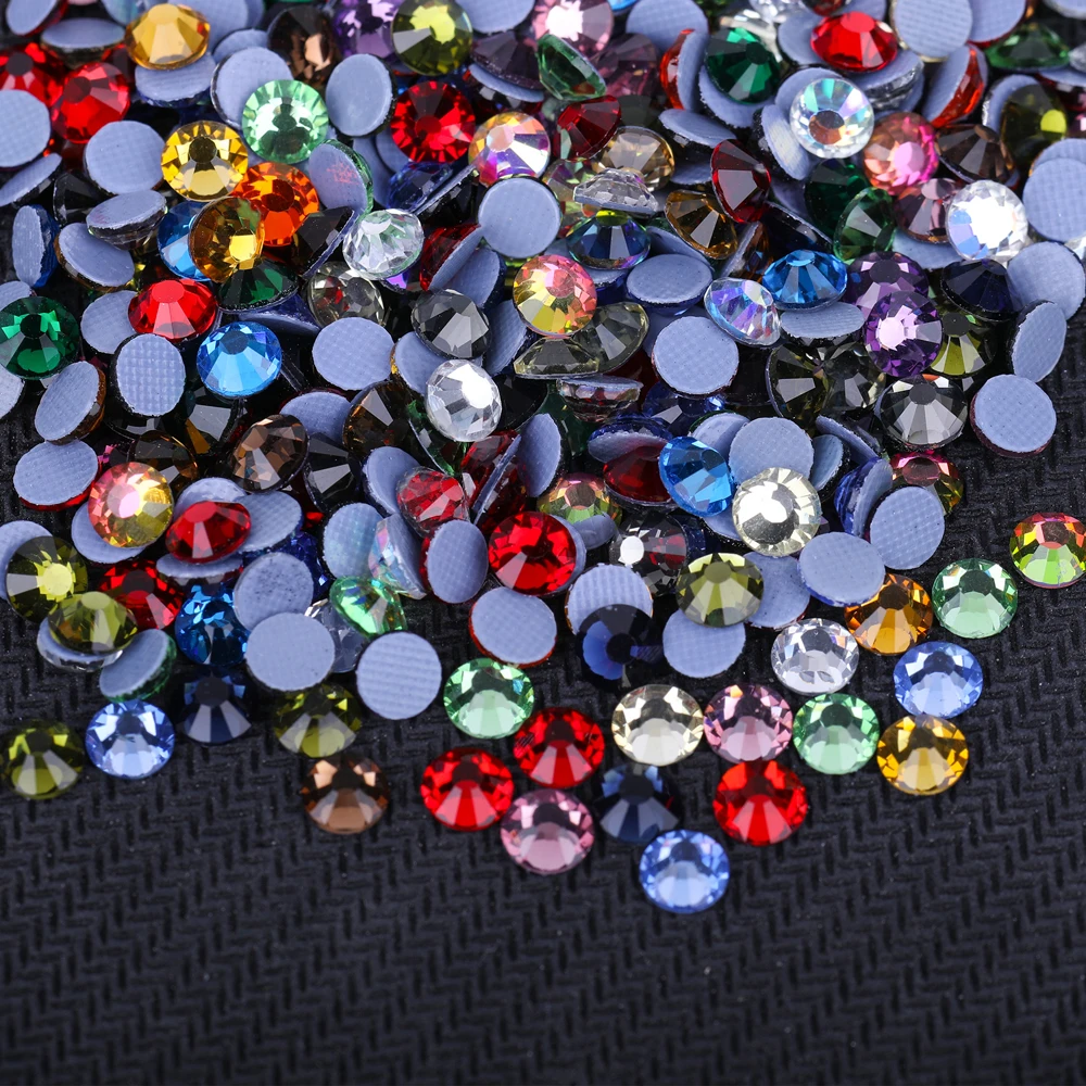 VC Multi-color SS6-SS30 Glass Crystal HotFix Rhinestones Flatback Iron On Stones For DIY Nail Art Fabric Clothes Decoration