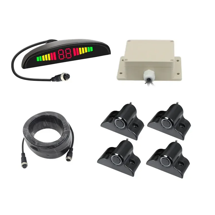 Small crescent 24V truck 4 heads probe digital reversing radar, real voice prompt report truck