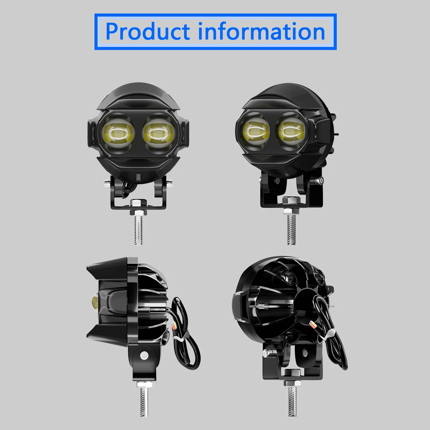 2 Pcs Motorcycle LED Headlights Waterbirds Shape High Low Beam 3 Light Modes Universal Driving Light for ATVs Truck Moto