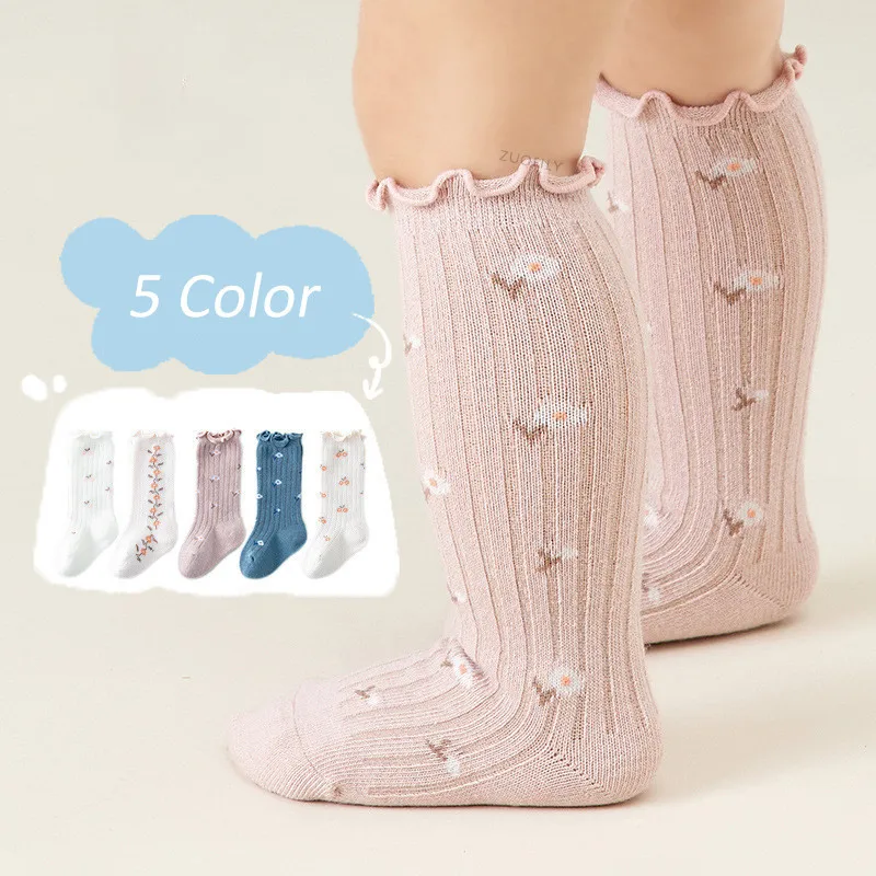 4 Pairs/lot Girl Socks Cute Cotton Baby Knee Socks Newborn Long Tube Kids Children Soft High Sock Toddler Leg Warmers Socken