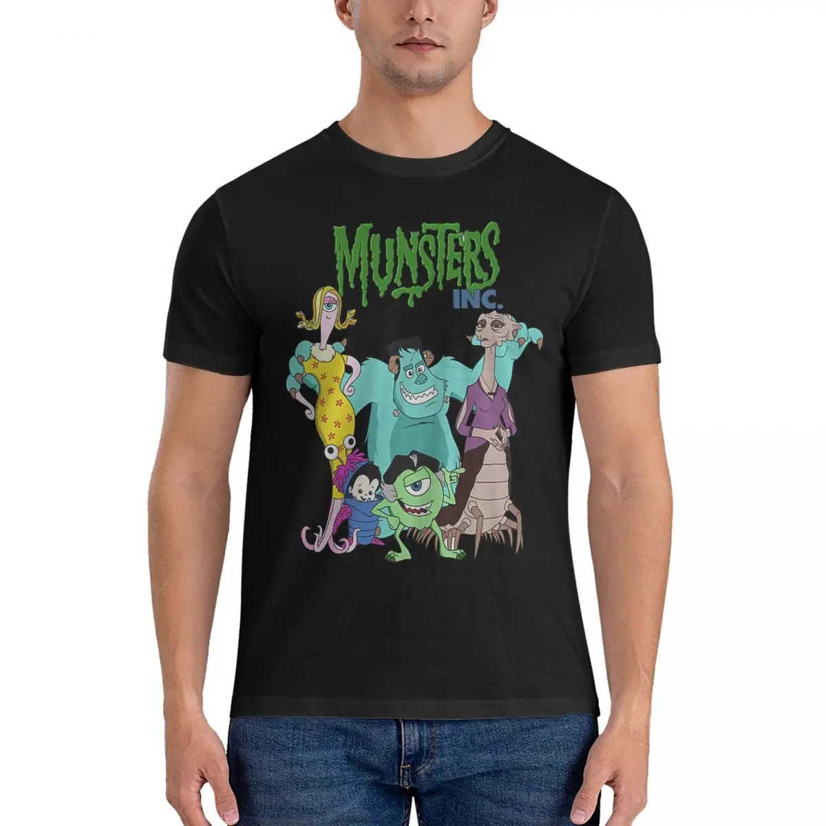 Disney Monsters University Film Camisetas para adultos, tops com gola redonda, algodão puro, casual, manga curta, essencial, Monsters Inc