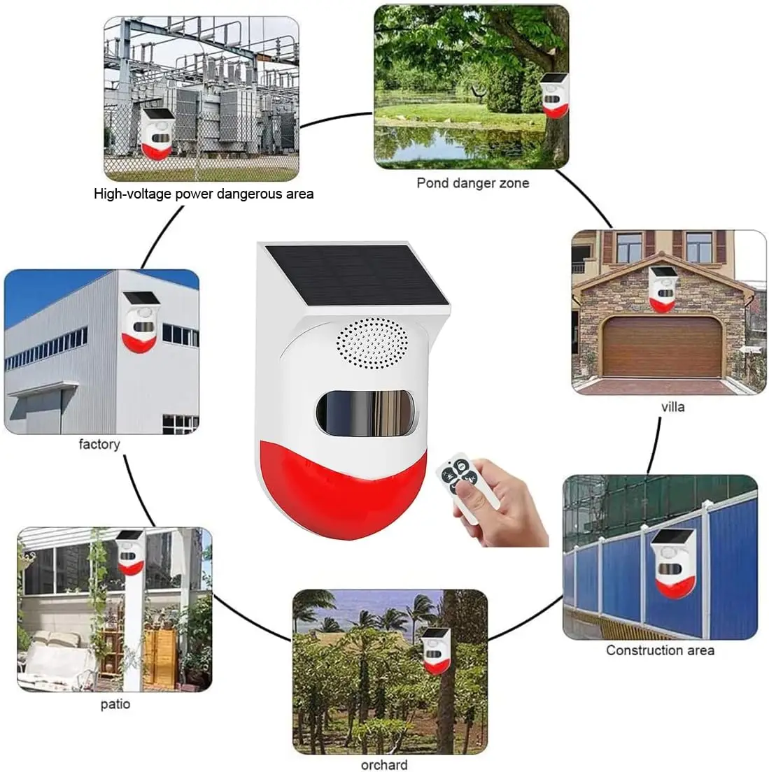 Outdoor Voice Solar Alarm Infrared Human Intrusion Motion Sensor Detector Remote Control Anti-Theft Home Security System