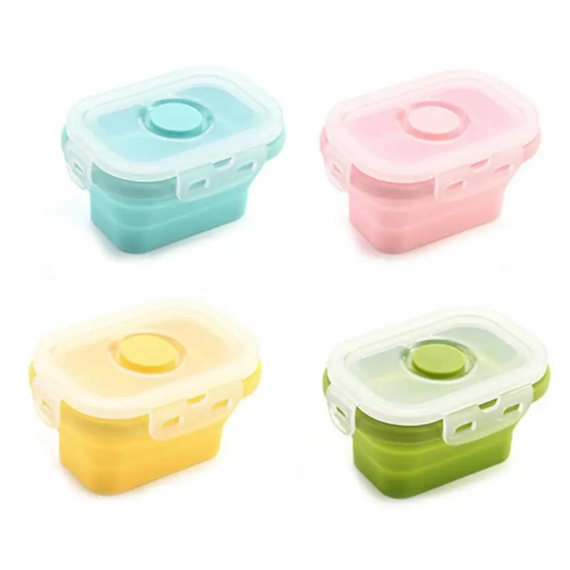 Collapsible Food Containers Portable Bento Lunch Box With Airtight Lids Set Of 4 BPA Food Storage Containers Box for Fruits