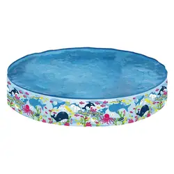 Round Inflatable Swimming Pool Blue Color Reusable Portable Bathtub Indoor Outdoor Summer Pump Pool Water Toy for Kids