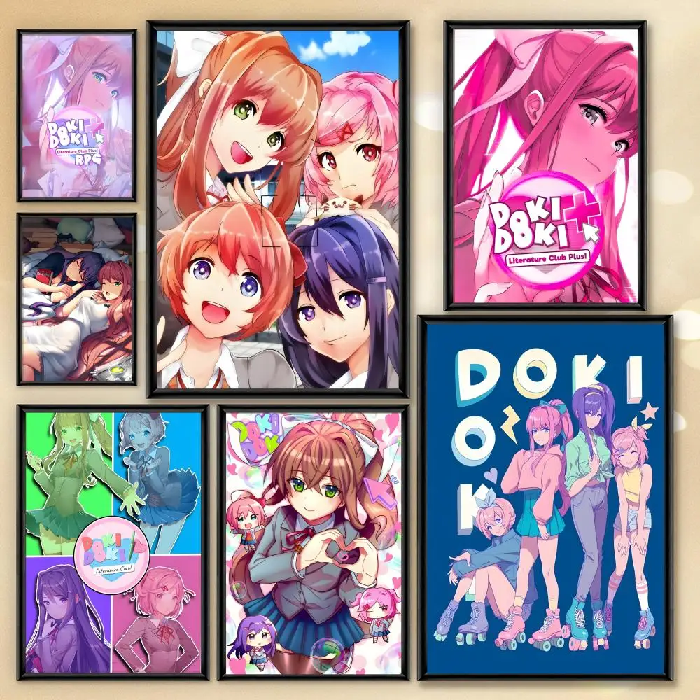 Anime-Poster HD Anime D-Doki Hot Theme L-Literatur Doki Club Game Singer/OST/Film-Wasserdichte selbstklebende Heimdekoration