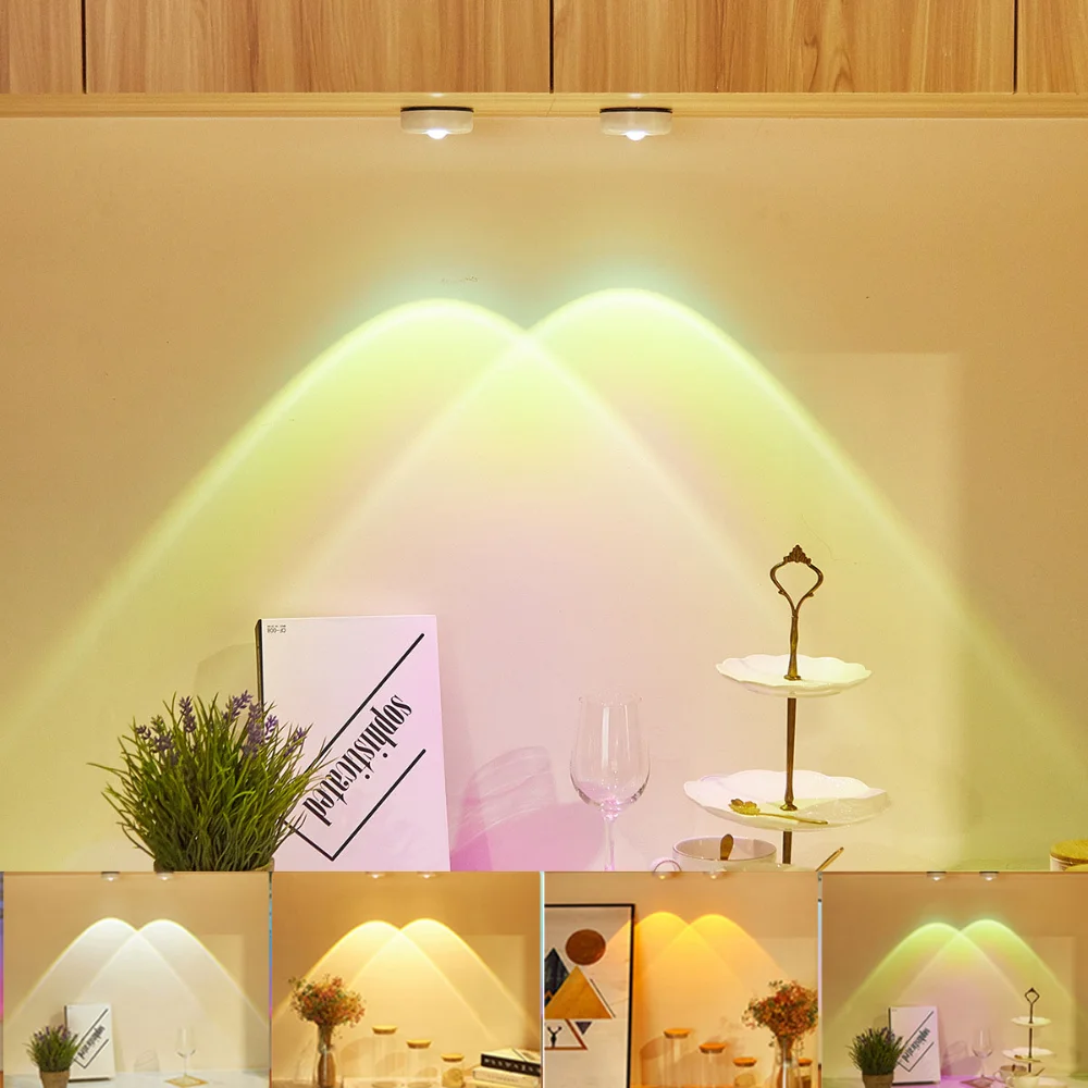 

Touch Under Cabinet Light LED Sunset Rainbow Atmosphere Lamp Battery Powered Closet Night Light For Home Kitchen Decor Wall Lamp