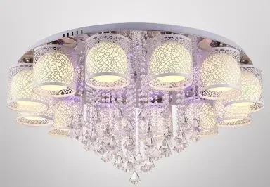 

Modern minimalist living room lamp led crystal wedding room warm and romantic bedroom lights round restaurant chandelier