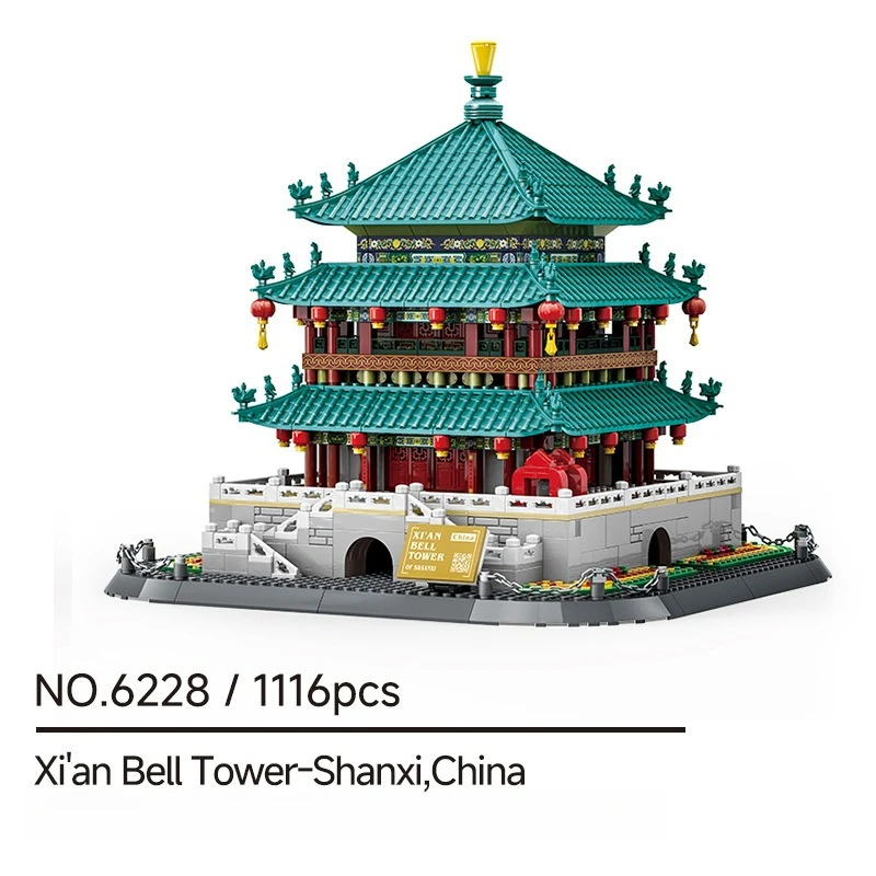 1557PCS Creativo Cicogna Torre-Shanxi, Cina Building Blocks Architettura Costruzione Mattoni Giocattolo Regalo Per I Bambini Adulti