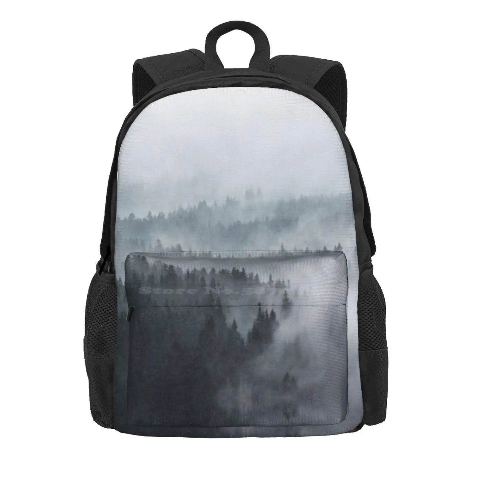 The Waves Hot Sale Schoolbag Backpack Fashion Bags Nature Trees Foggy Landscape Forest Mist Wanderlust Woods Vintage Mountains