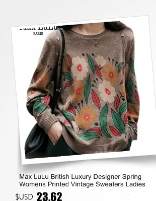 Amax luluE Winter Vintage Printed V-Neck Sweaters Womens Loose Leisure Cardigans Gothic Females Harajuku Pocket Floral Clothing