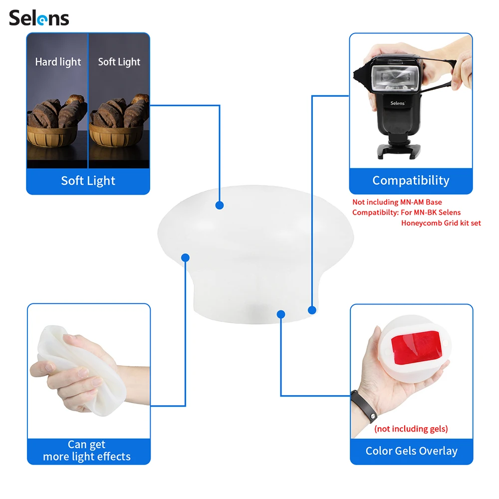 Selens Newest Flash Light Silicone Light Diffuser Rubber Sphere For Canon Nikon Yongnuo Camera Flash Light Photography Props