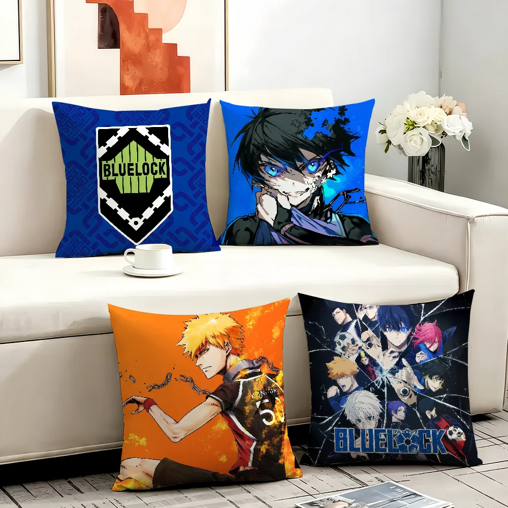 Comic cushion cover Anti-dustmite Sofa Cushion Decorative Office Cover Lounge Area Indoor & Outdoor Use B-Blue L-Lock