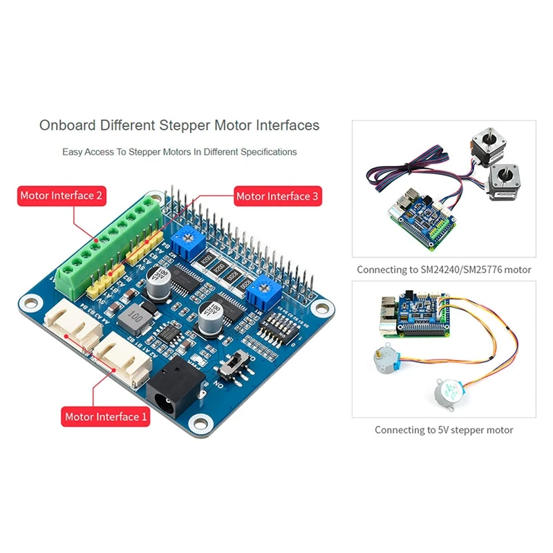 Waveshare-Sombrero de Motor paso a paso (B) Para Raspberry Pi/Jetson Nano, Chip de controlador de Motor HR8825 de 2 canales integrado