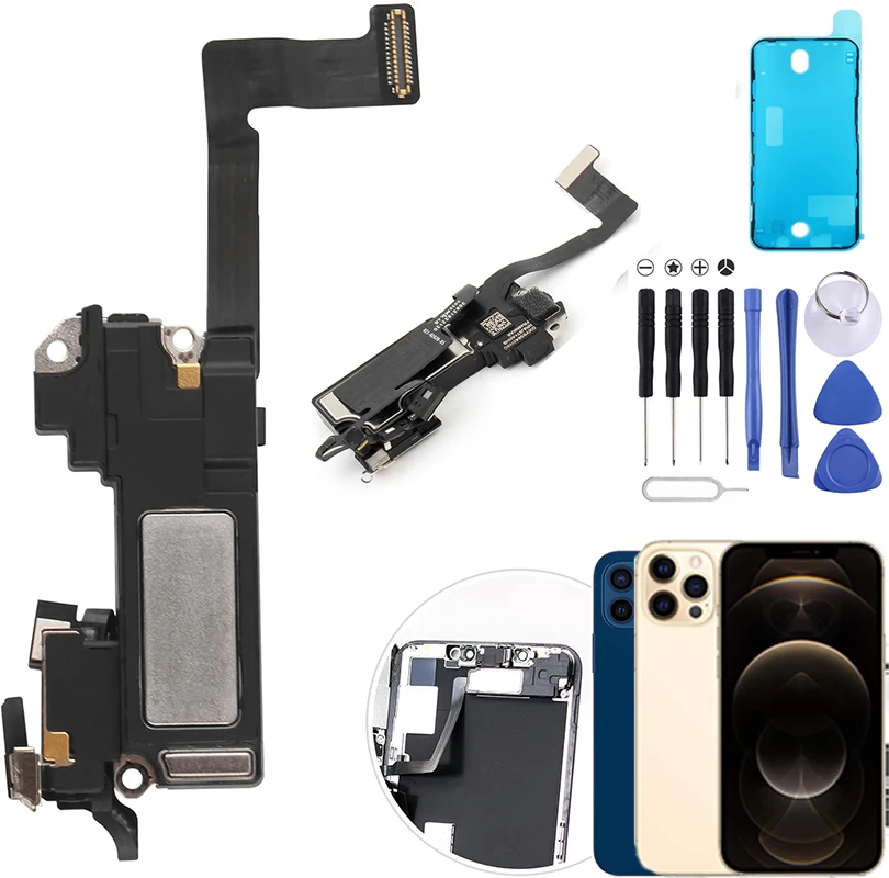 

OEM Pulled Earpiece Speaker Flex Cable for iPhone 12 mini 12 Pro Max Top Ear Sensor Proximity Small Headset Fix Face ID Parts