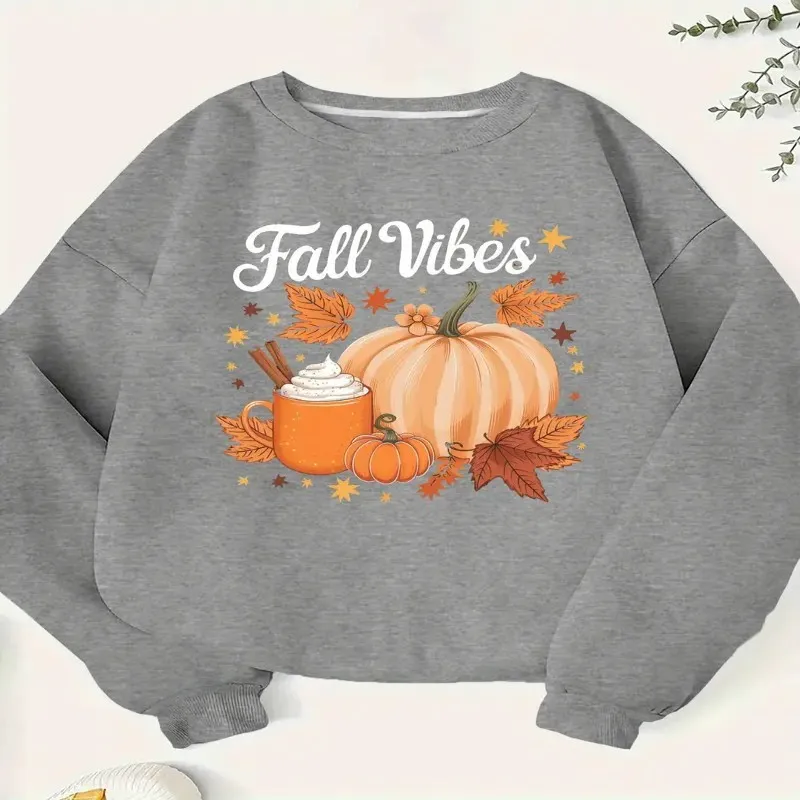 

Winter Fall Female Sweatshirt Clothes Plus Size Women Oversize Fruit Graphic Design Long Sleeve Crew Neck Pure Cotton Comfort