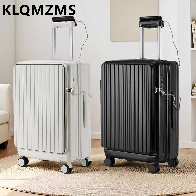 

KLQDZMS Side Opening Luggage Compartment 20 Inch Boarding Suitcase Large Capacity Luggage PC Men's Password Box USB Charging