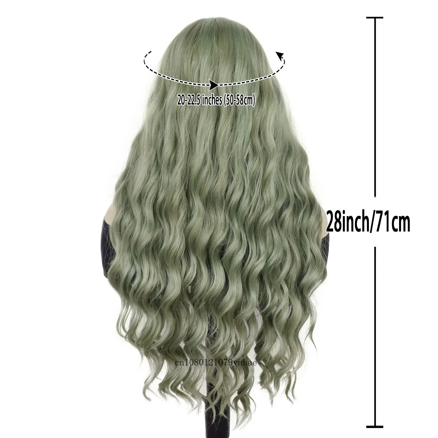 Halloween Cosplay Synthetic Long Water Wavy Wig with Bangs for Women Ladies Anime Cyan Blue Wigs Costume Party Christmas Use