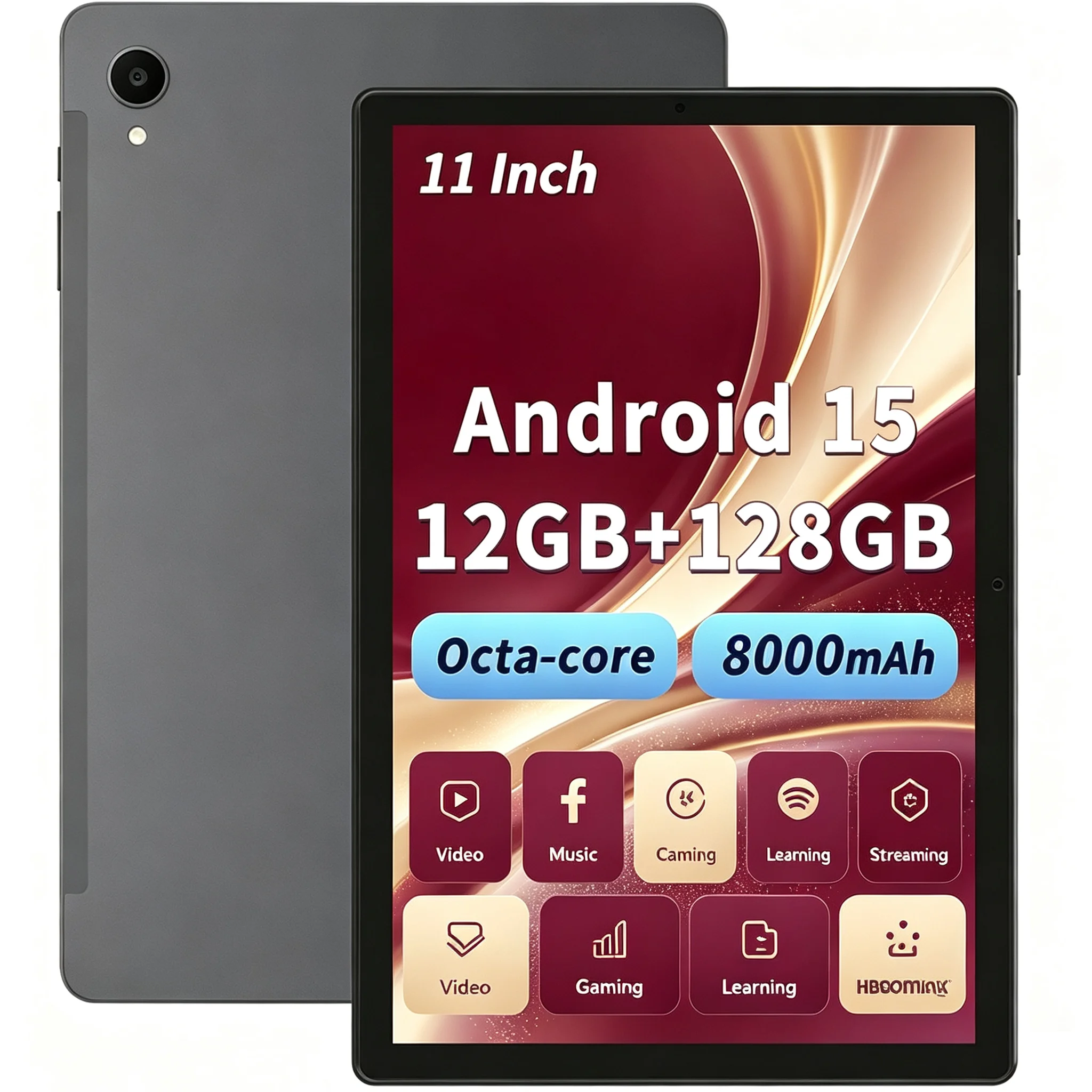 Paitanry 11-Zoll-Tablet-PC Unisoc T606 Octa-Core 12 GB RAM (6+6 virtuell) 128 GB ROM Android 15 GMS-zertifiziertes Tablet 8000 mAh 18 W schnelles Laden 2,4G+5G WLAN Bluetooth 5.0 GPS Globale Tablets