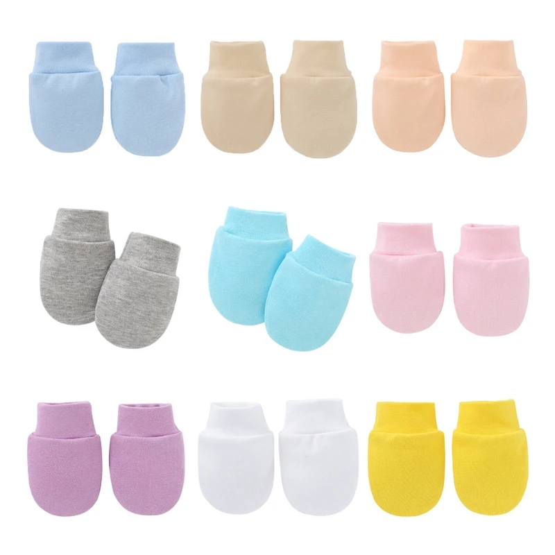 77HD Infant Boy Girl Handguard Guantes Calcetines de mano Regalos Color sólido No Scratch Mittens