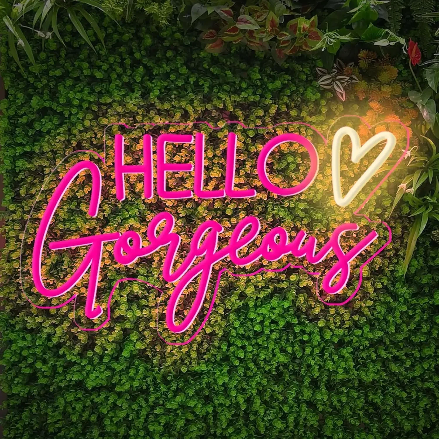 

LED Hello Gorgeous Neon Sign Light Pink USB Neon Light For Home Wedding Birthday Halloween Party Decor Room With Dimmable Switch