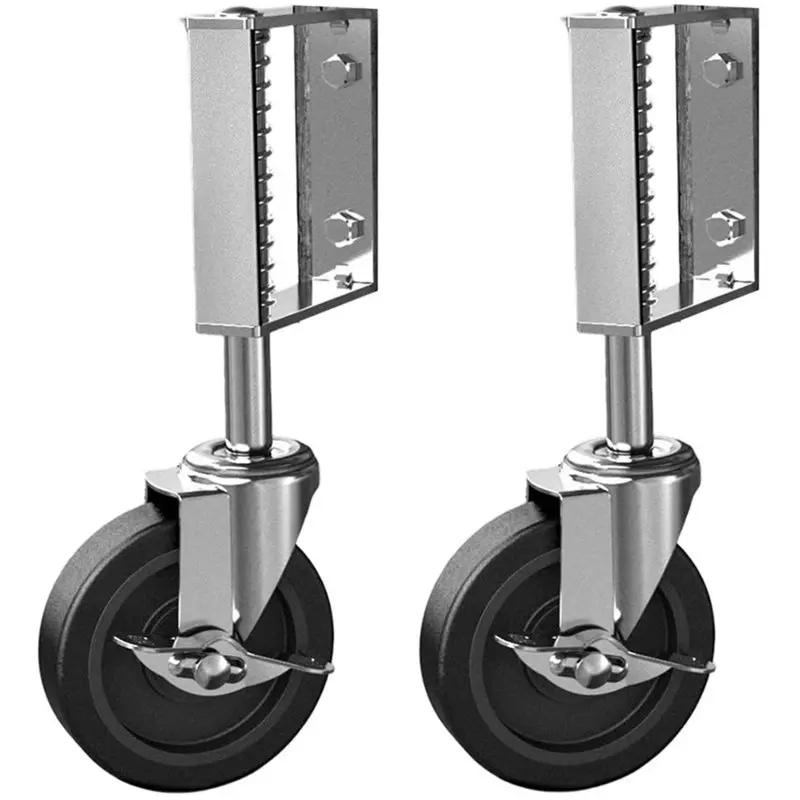 A27F-For Heavy Duty For Heavy Wood& Metal Gates, 4 Inch Spring Loaded Gate Casters 2 Pack With Brake,220Lbs Max Capacity