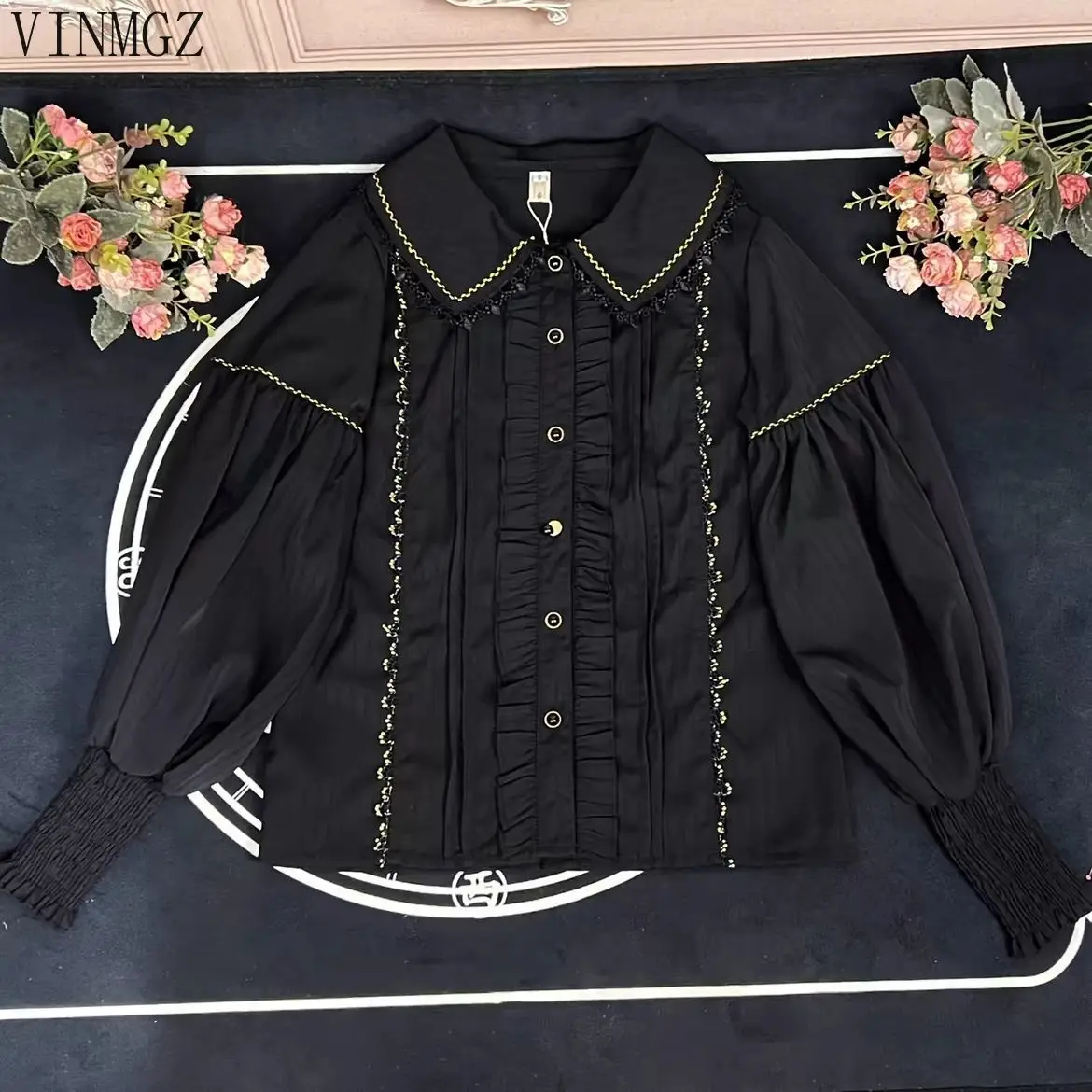 Original lolita dress, sweet doll collar, long-sleeved shirt, retro lamb leg sleeve, new autumn and winter Lolita.