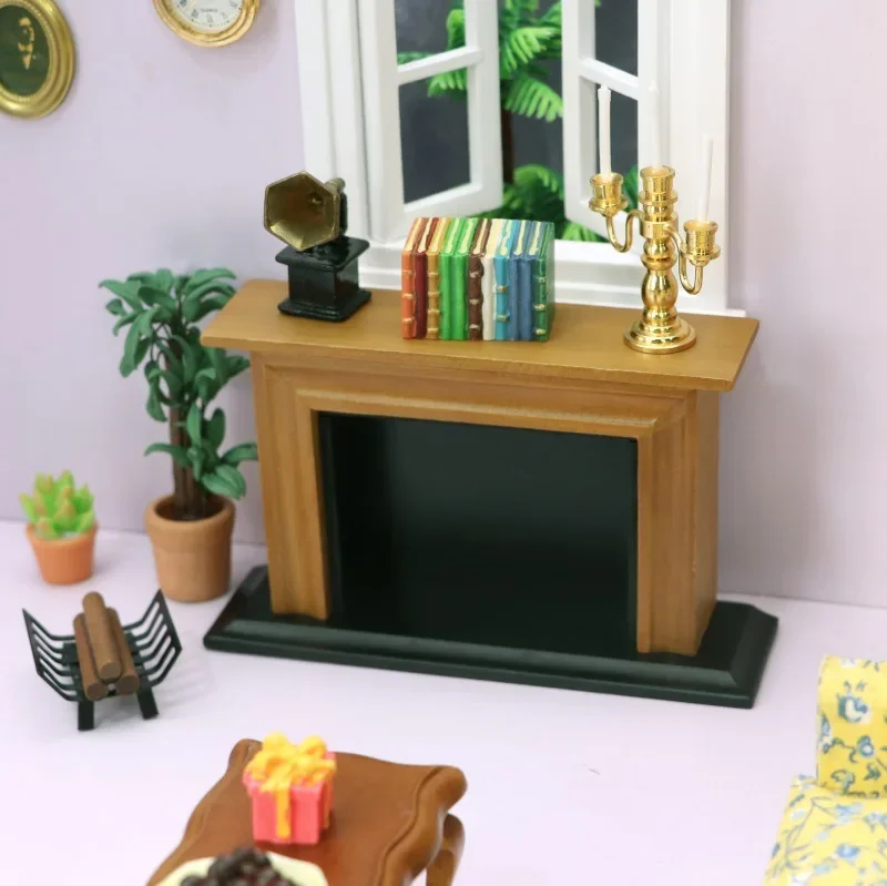 1:12 DOLLHOUSE MINIATURE Fireplace Mini Furniture Mantel Pile Doll House Photography Props Living Room Decorations Accessories