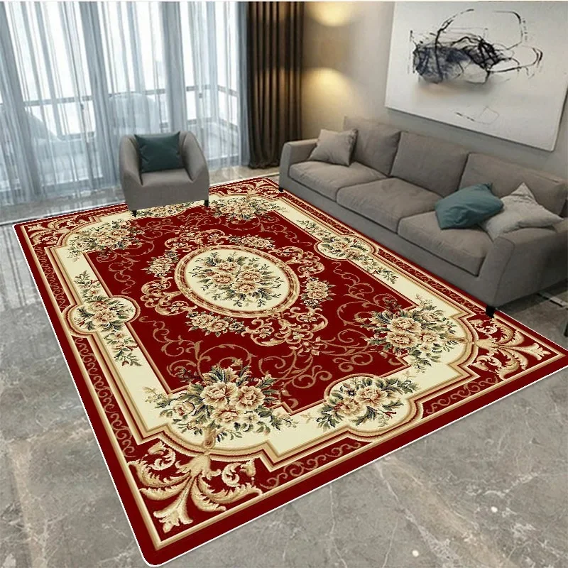 거실용 유럽 스타일 레드 카펫, 클로크룸 장식, 가정용 럭셔리 카펫, 침실용 러그, 세탁 가능 미끄럼 방지 바닥 매트