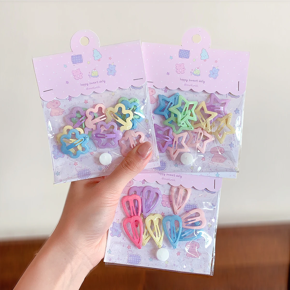 10 Stück/Set Baby Kinder Süße Farben Glänzende Stern-Ornament Haarspangen Frauen Mädchen Niedliche Haarklammern Haarnadeln Kinder Haaraccessoires – Detail 17